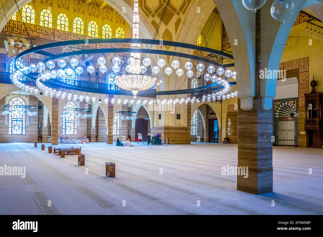 MANAMA, BAHRAIN, OCTOBER 23, 2016: Interior of the Al Fateh Grand Mosque in Manama, the capital of Bahrain. Stock Photo