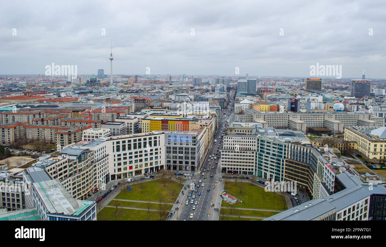 BERLIN, GERMANY, MARCH 12, 2015: aerial view of berlin with the most ...