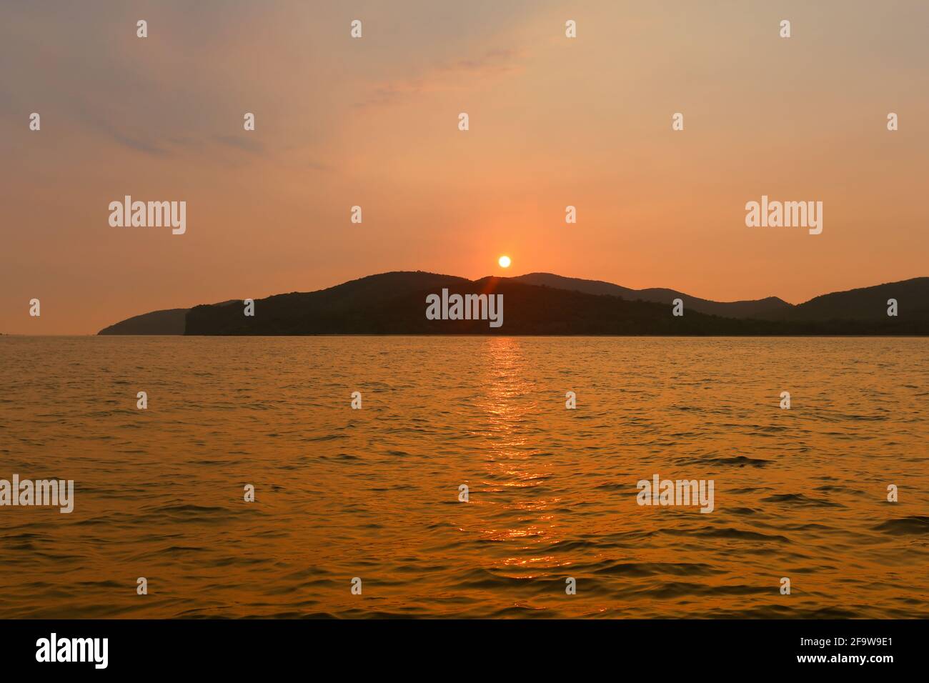 Sunset sea view in Thailand,Chong Samaesarn is a popular tourist destination. Stock Photo