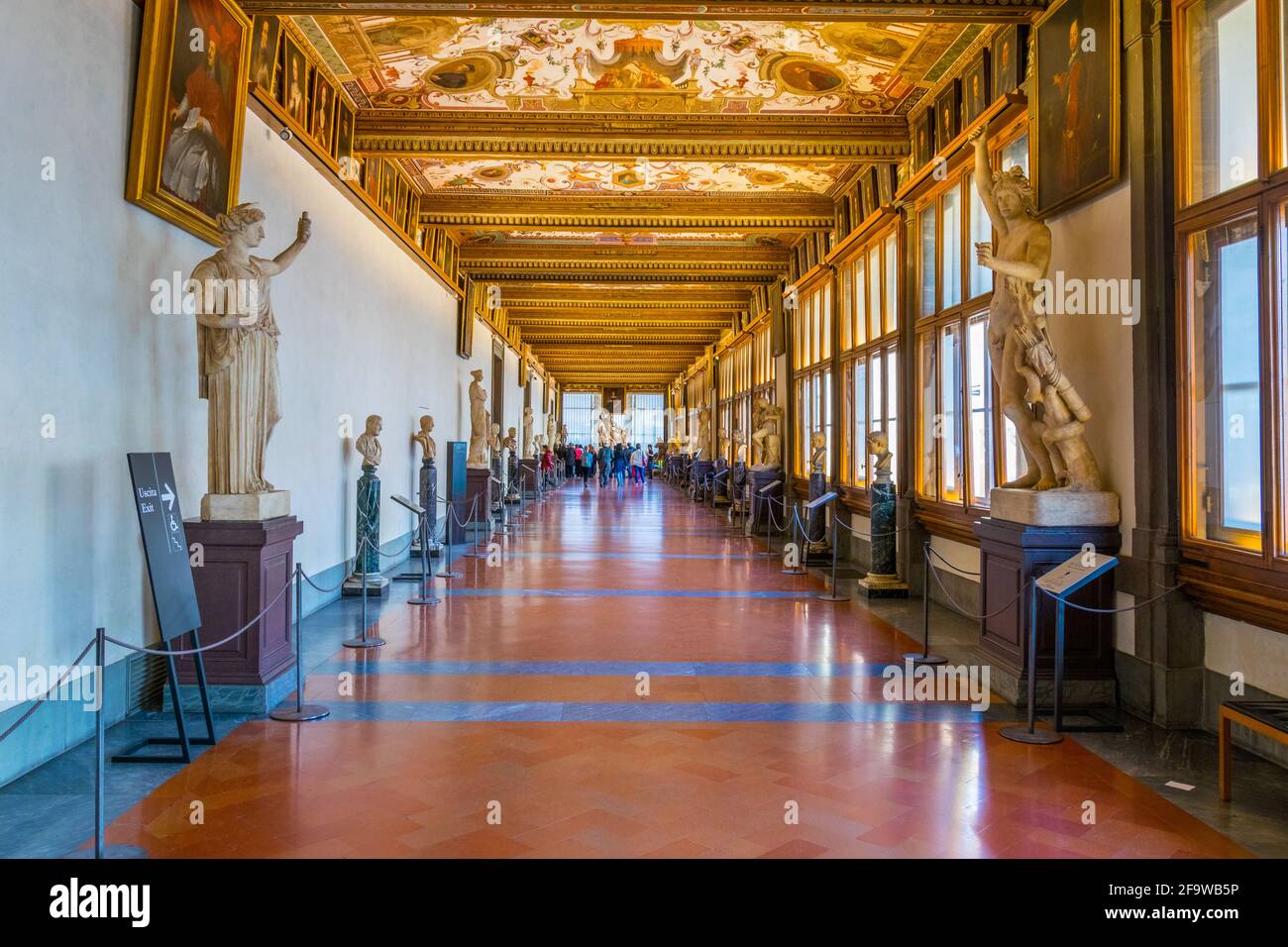 FLORENCE, ITALY, MARCH 15, 2016: Detail of a corridor at the uffizi gallery in florence Stock Photo