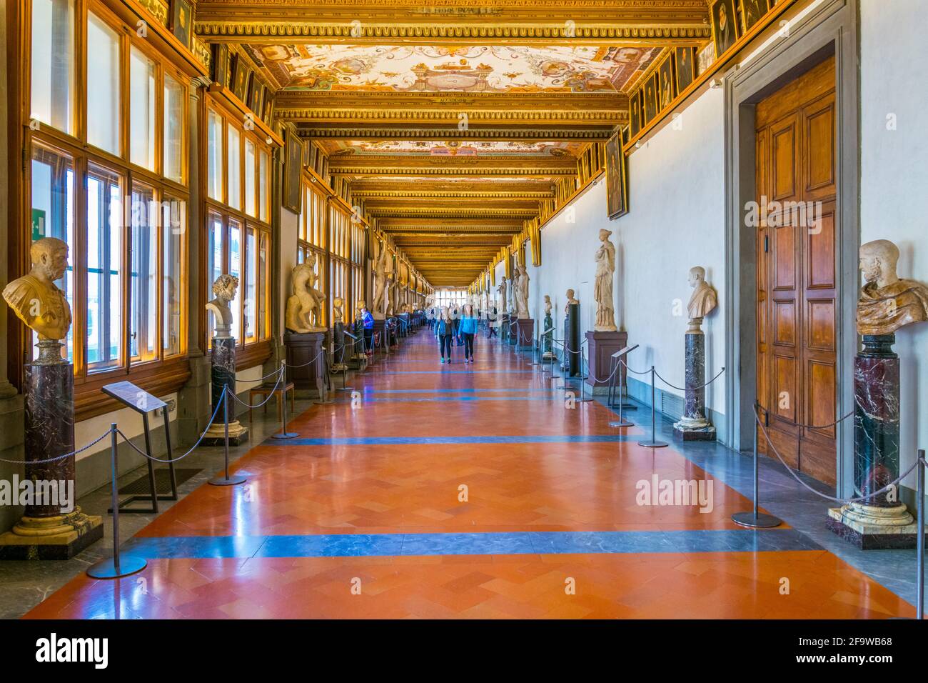 FLORENCE, ITALY, MARCH 15, 2016: Detail of a corridor at the uffizi gallery in florence Stock Photo