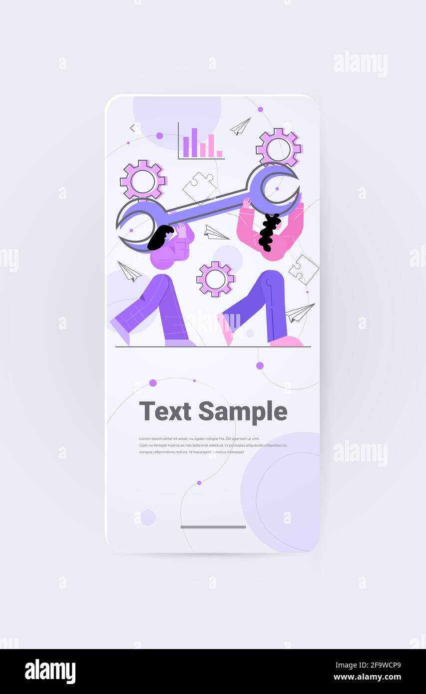developers team carrying wrench programmers creating website ui web development program software optimization Stock Vector