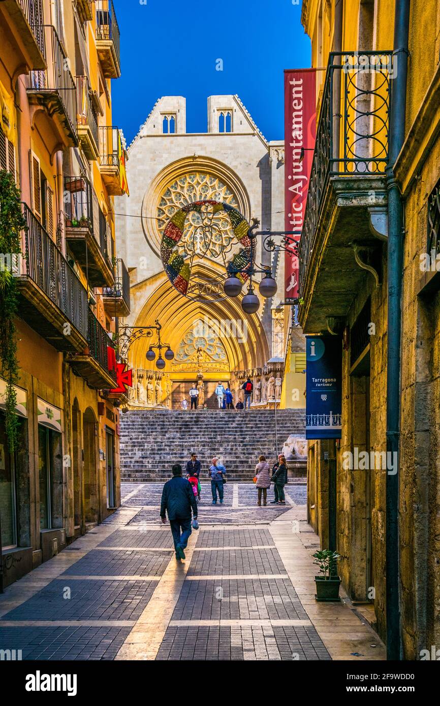TARRAGONA, SPAIN, DECEMBER 29, 2015 people are walking through the