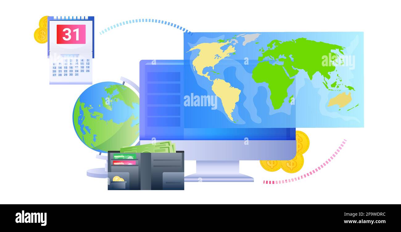 world map on computer monitor global network internet connection ...