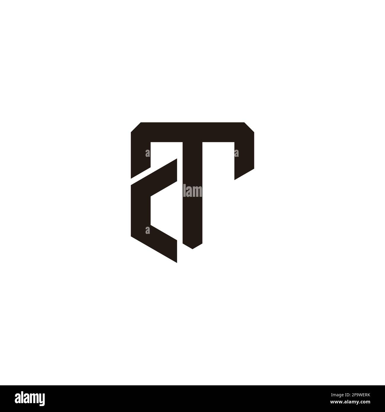 letter ct simple linked line geometric logo vector Stock Vector