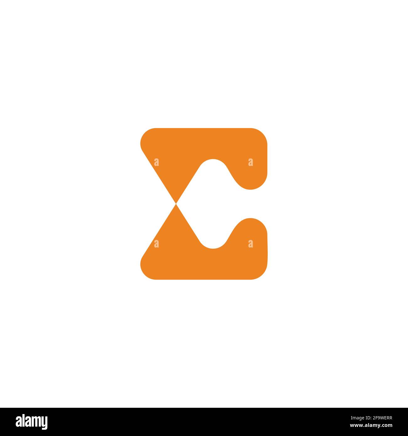 letter xc simple curves square geometric logo vector Stock Vector