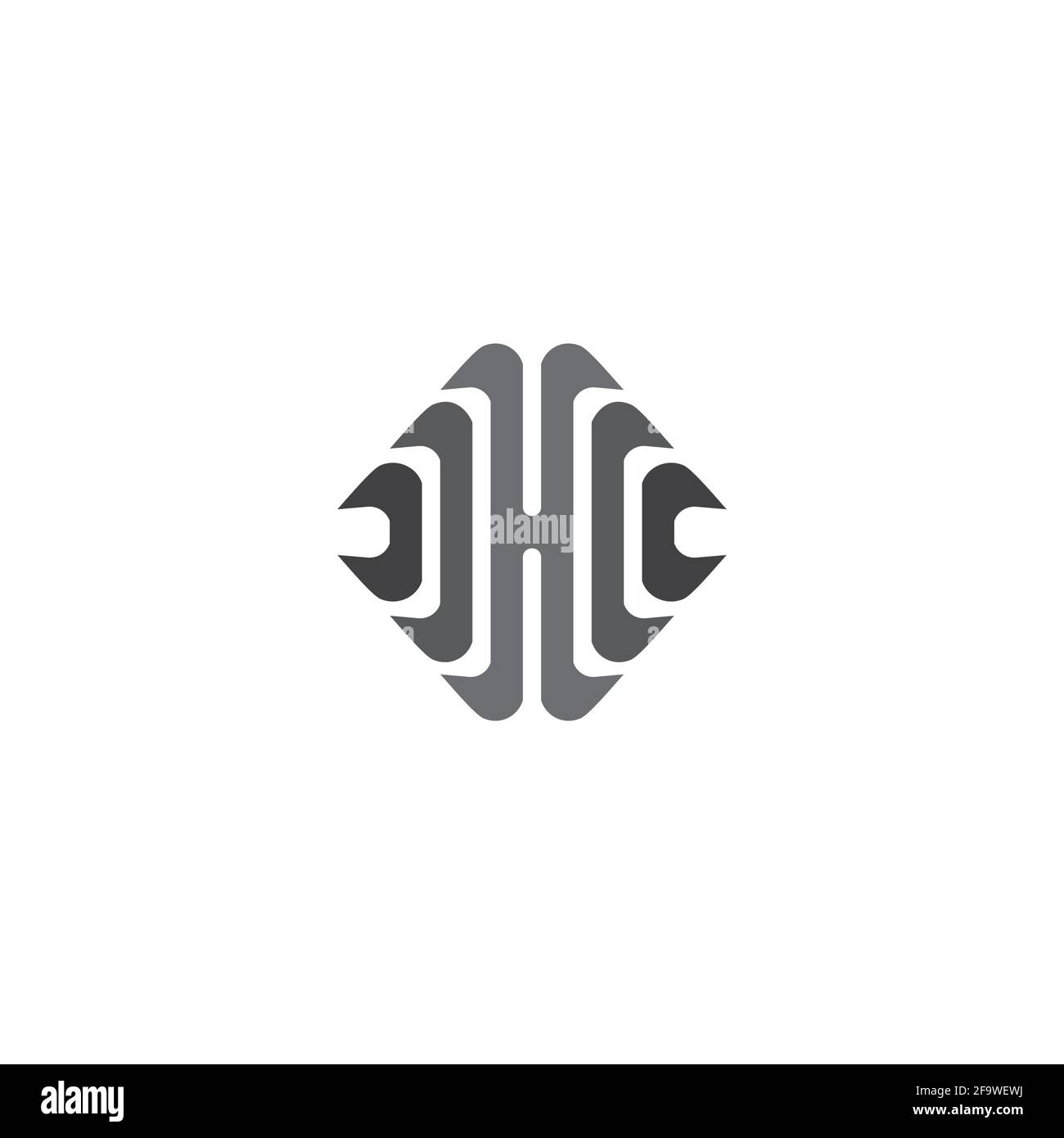 letters hc curves geometric square logo vector Stock Vector