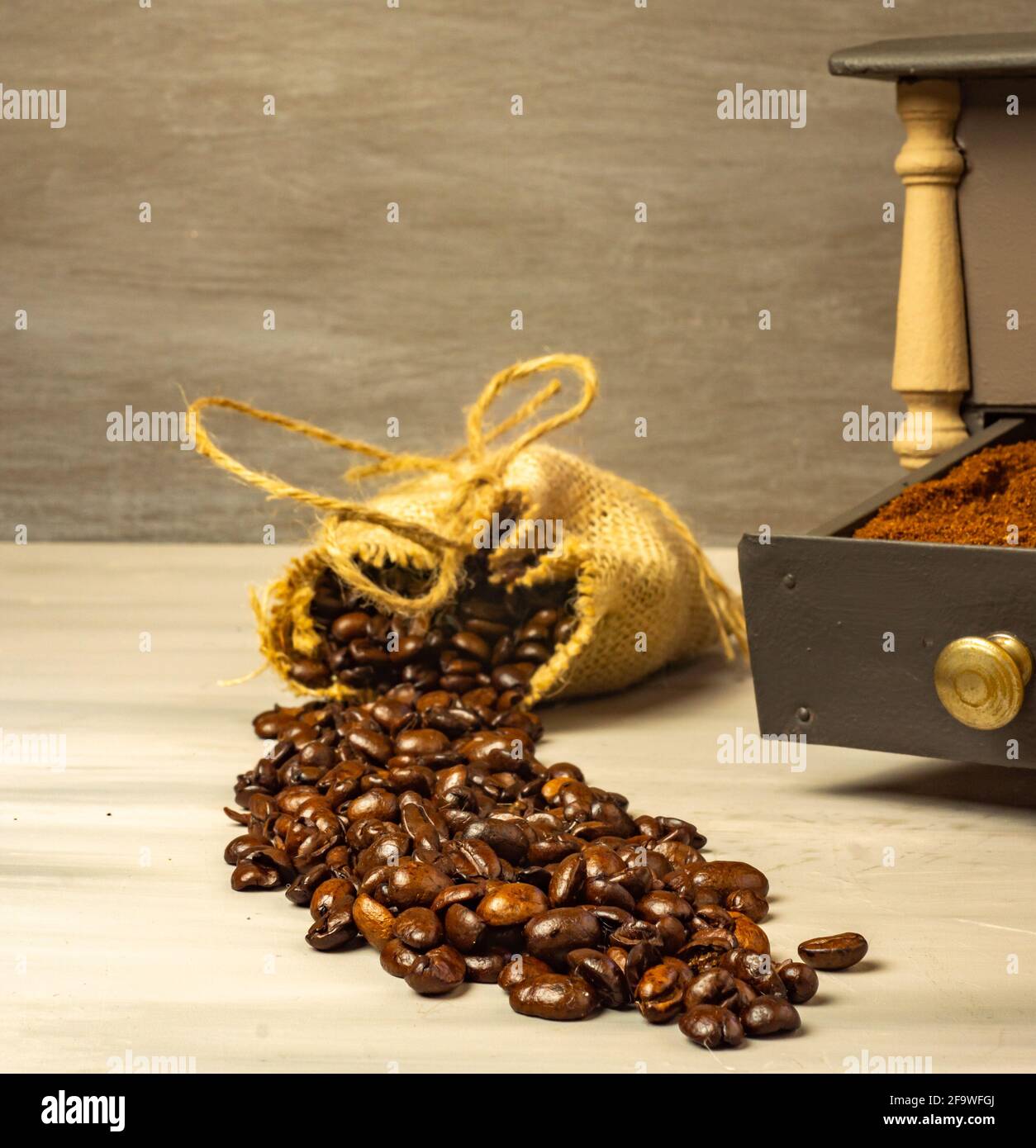 coffee beans and ground coffee Stock Photo Alamy