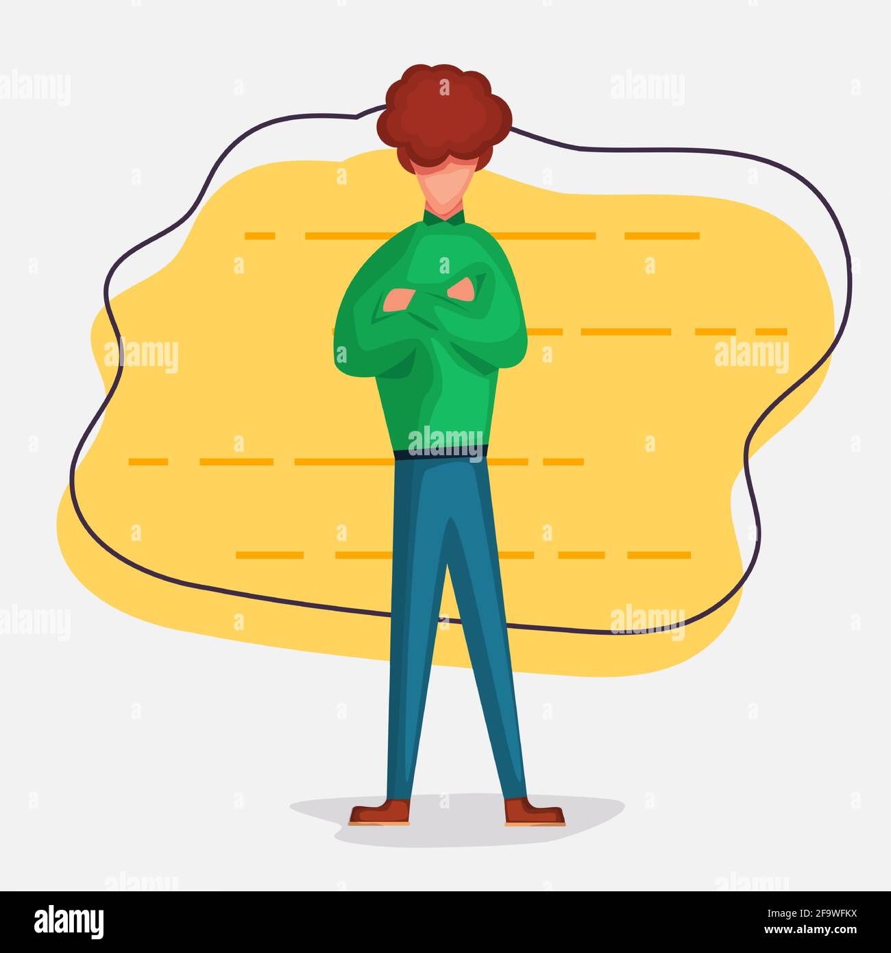 Employee with arms crossed, who is ready to work concept. vector illustration in flat style Stock Vector
