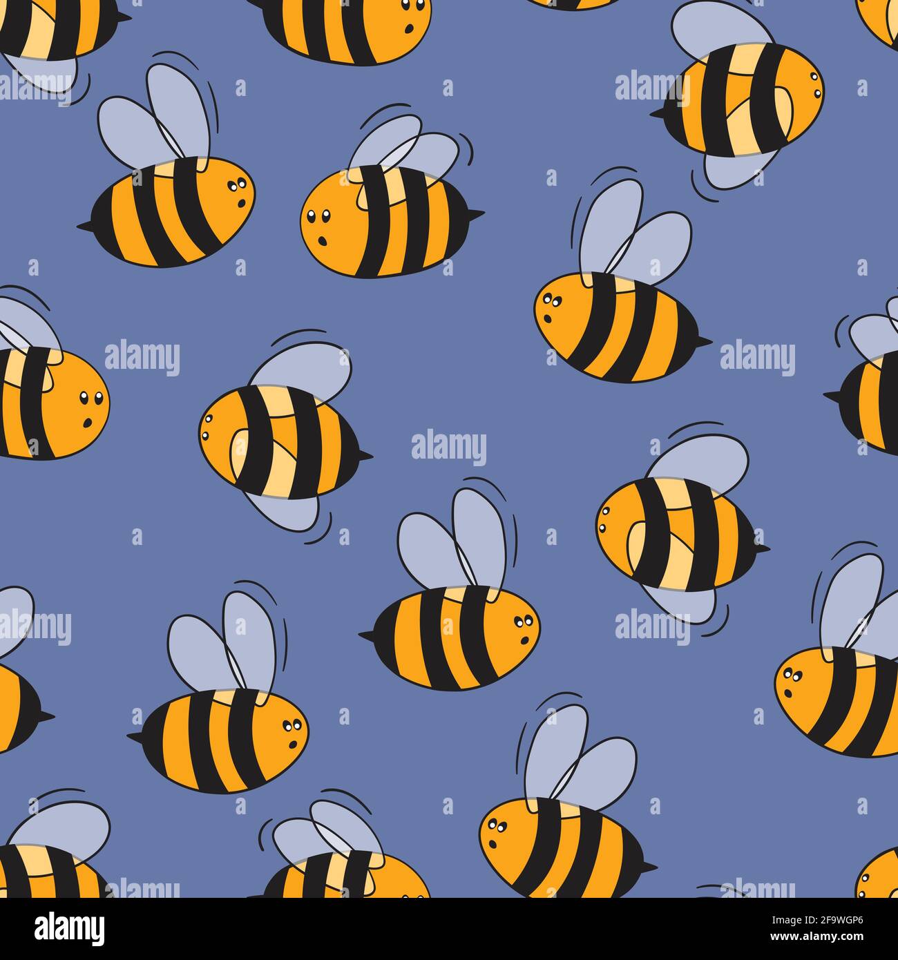 Seamless pattern with bees on color background. Small wasp. Vector ...