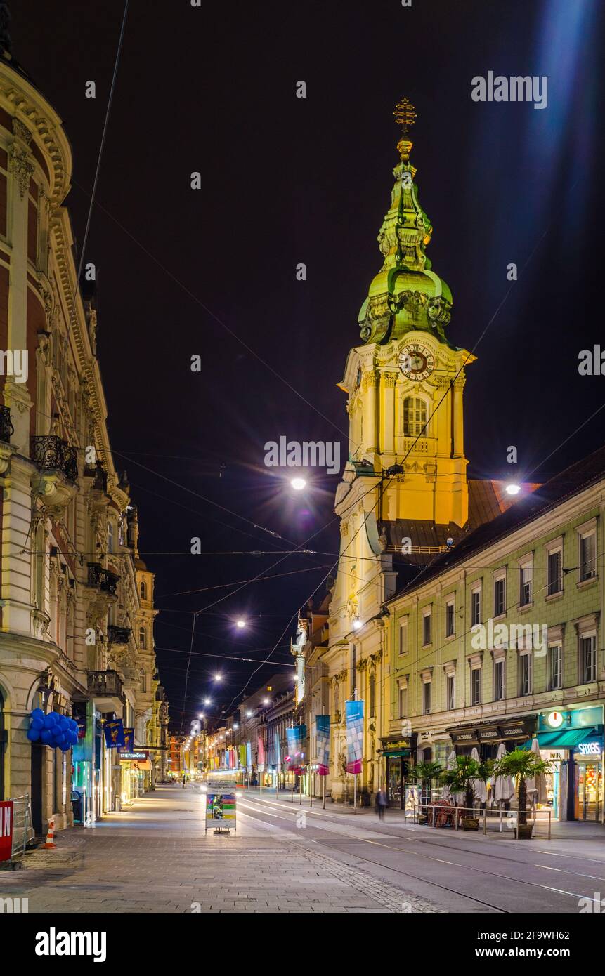 GRAZ, AUSTRIA,JULY 30, 2015: Street view of Herrengasse in Graz ...
