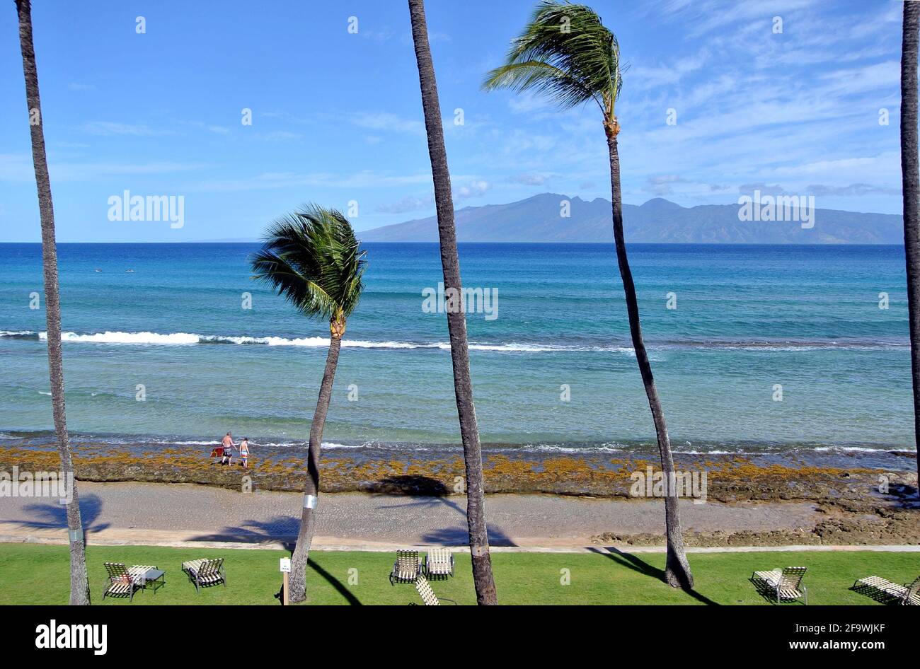 scenic landscape view of kaanapali Beach east of the small town of  Lahaina Maui Hawaii usa Stock Photo