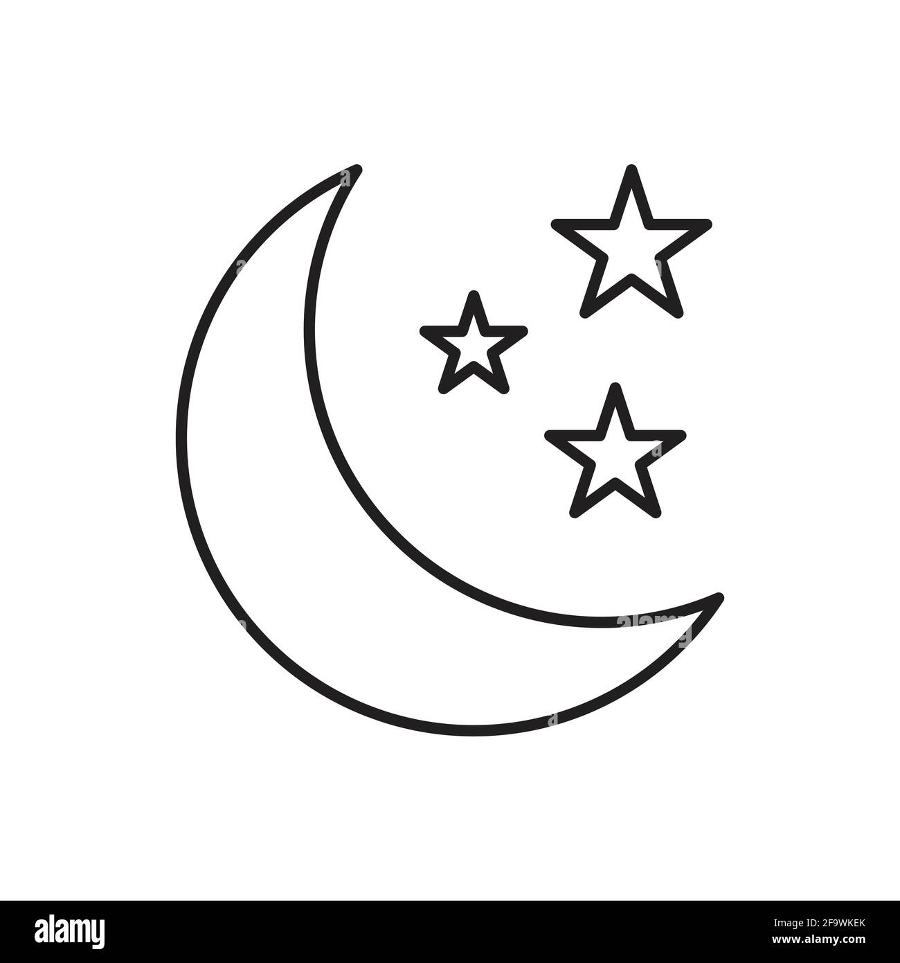 Moon and star outline icon vector for your web design, logo, UI