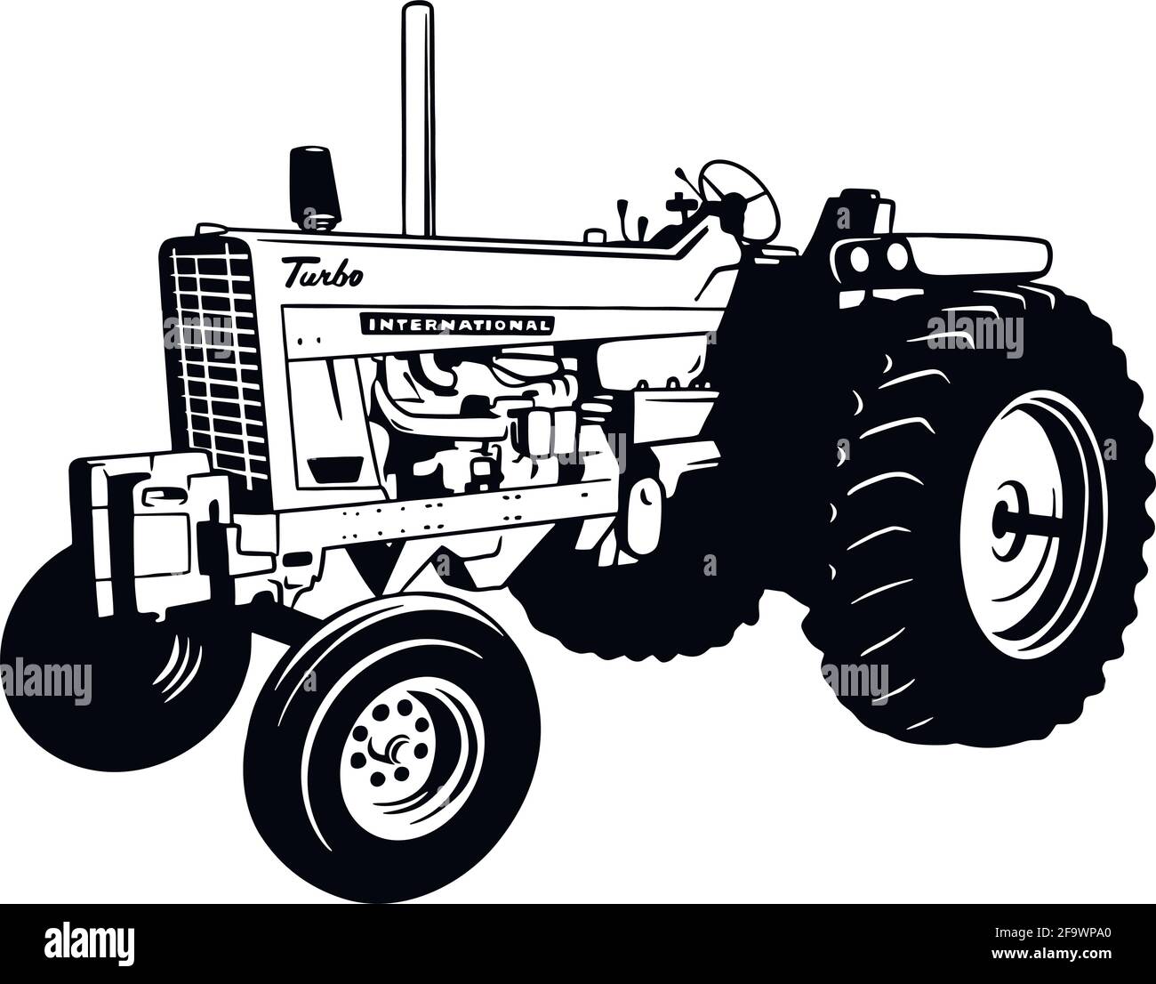 Farm Tractor, Harvest, Farmer Vehicle, Stencil, Silhouette, Vector Clip Art Stock Vector