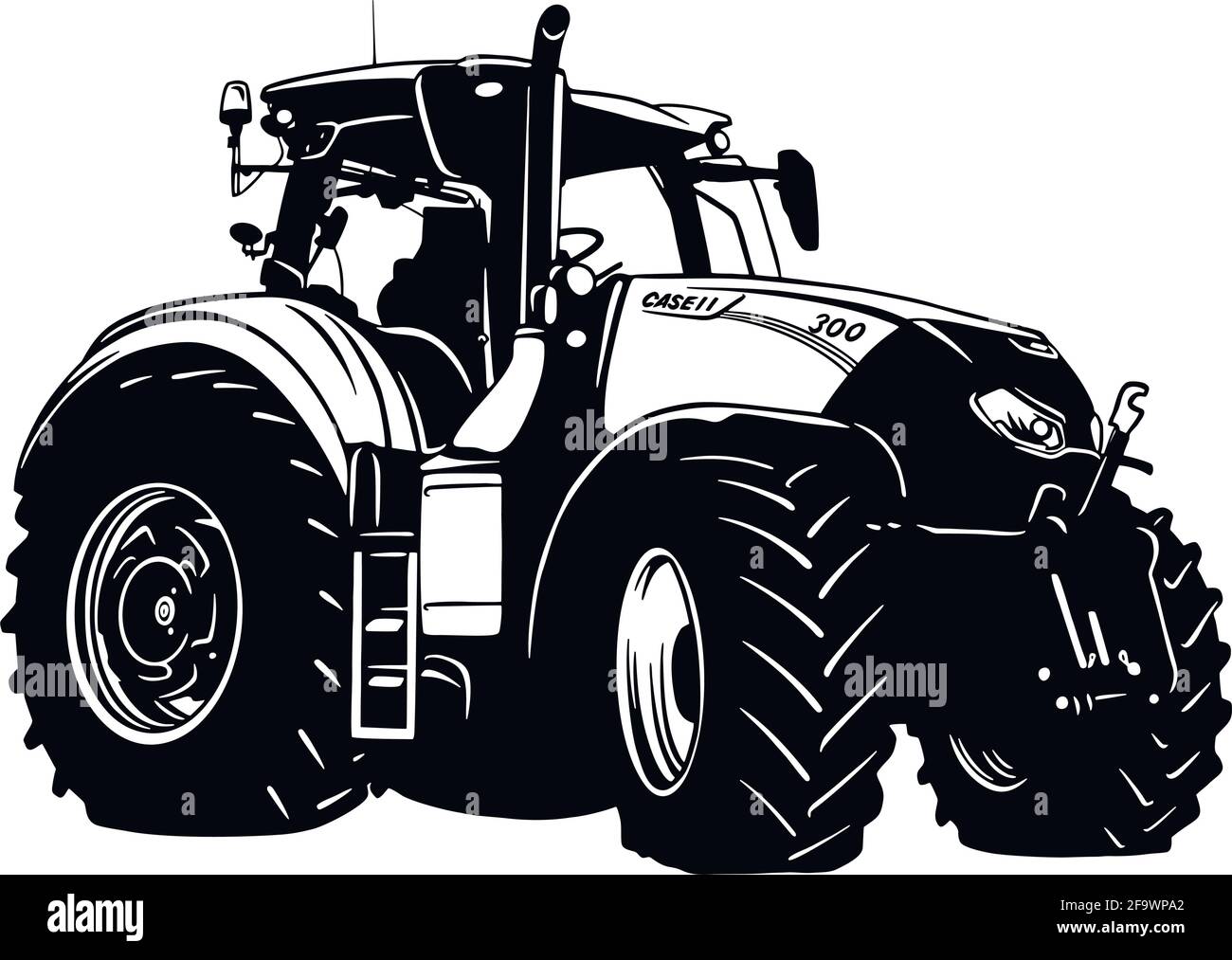 Farm Tractor, Harvest, Farmer Vehicle, Stencil, Silhouette, Vector Clip Art Stock Vector