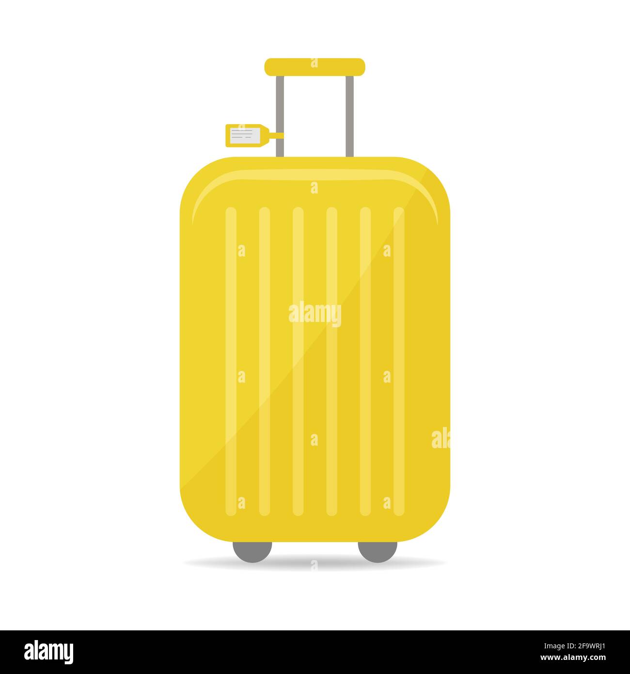 Large yellow suitcase on yellow background. Summer time. Simple flat