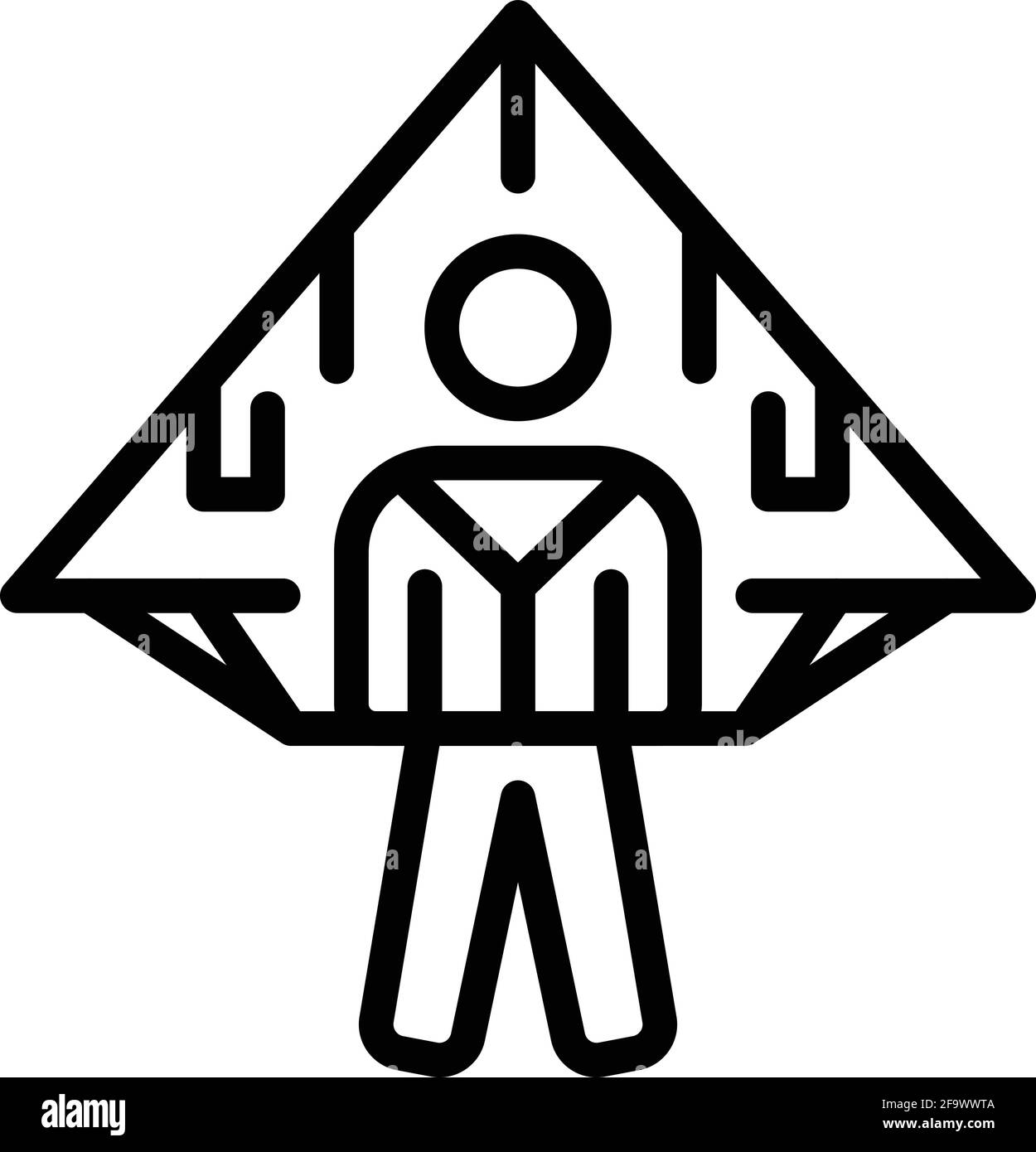 Man glider icon. Outline Man glider vector icon for web design isolated