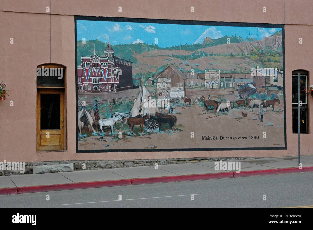 A mural in the centre of Durango, Colorado, depicting the main street