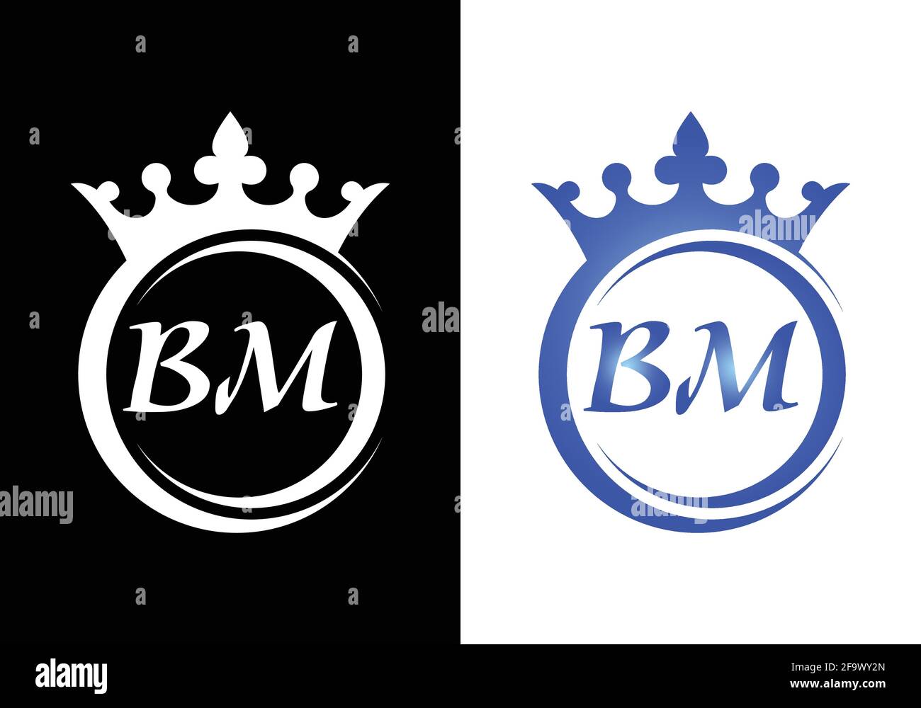 king crown letter alphabet BM for company logo icon design. Stock Vector