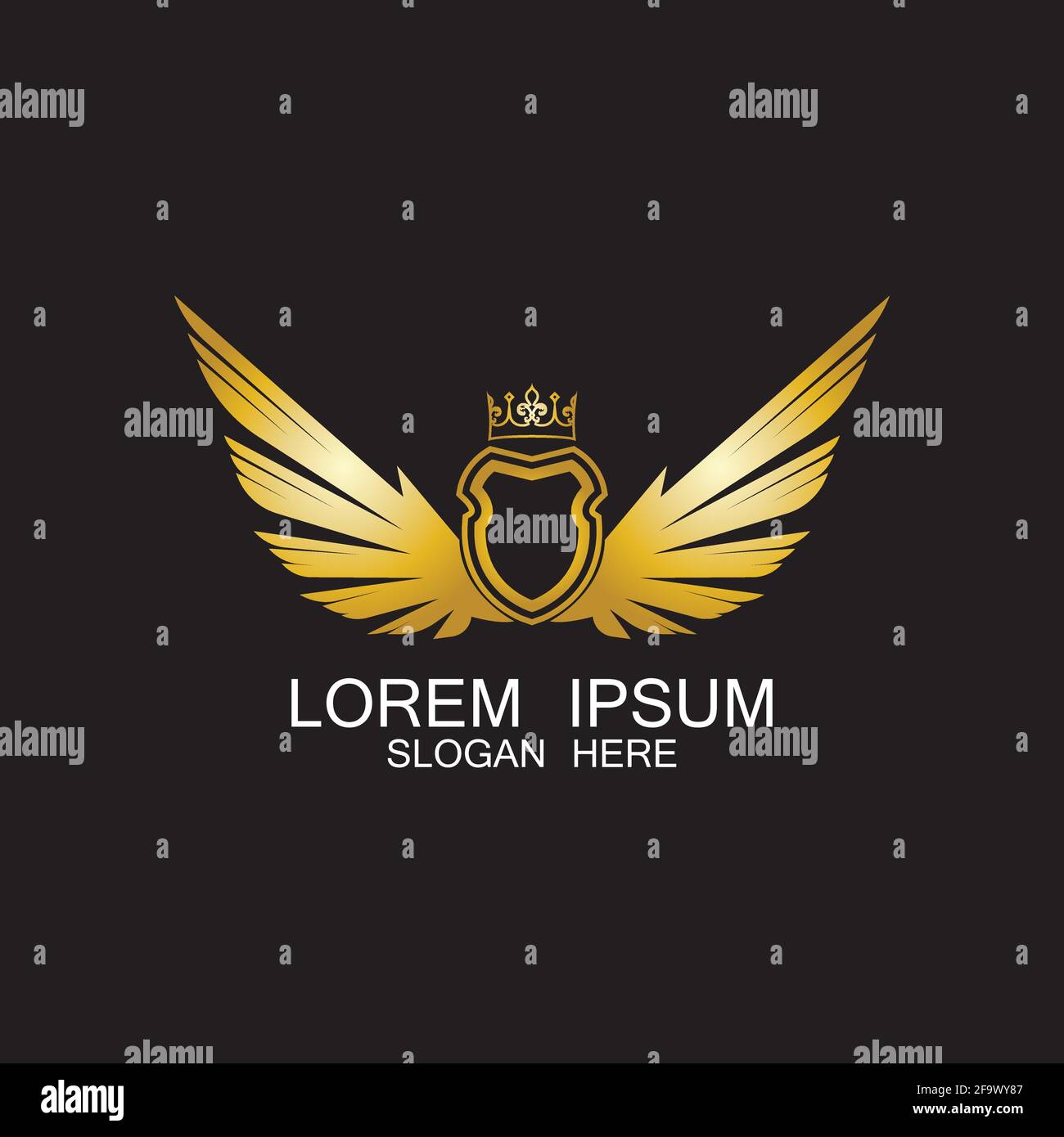 golden winged shield with crown logo / heraldry symbol Stock Vector ...