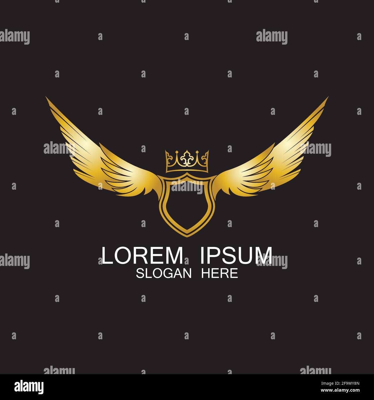 golden winged shield with crown logo / heraldry symbol Stock Vector ...