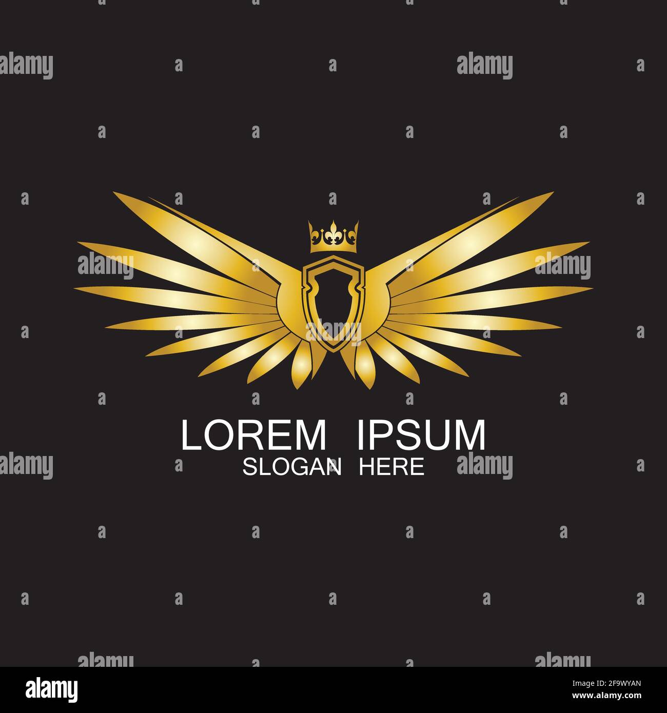 golden winged shield with crown logo / heraldry symbol Stock Vector ...