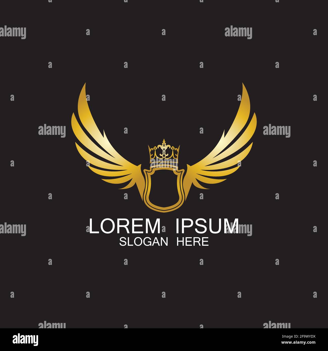 golden winged shield with crown logo / heraldry symbol Stock Vector ...