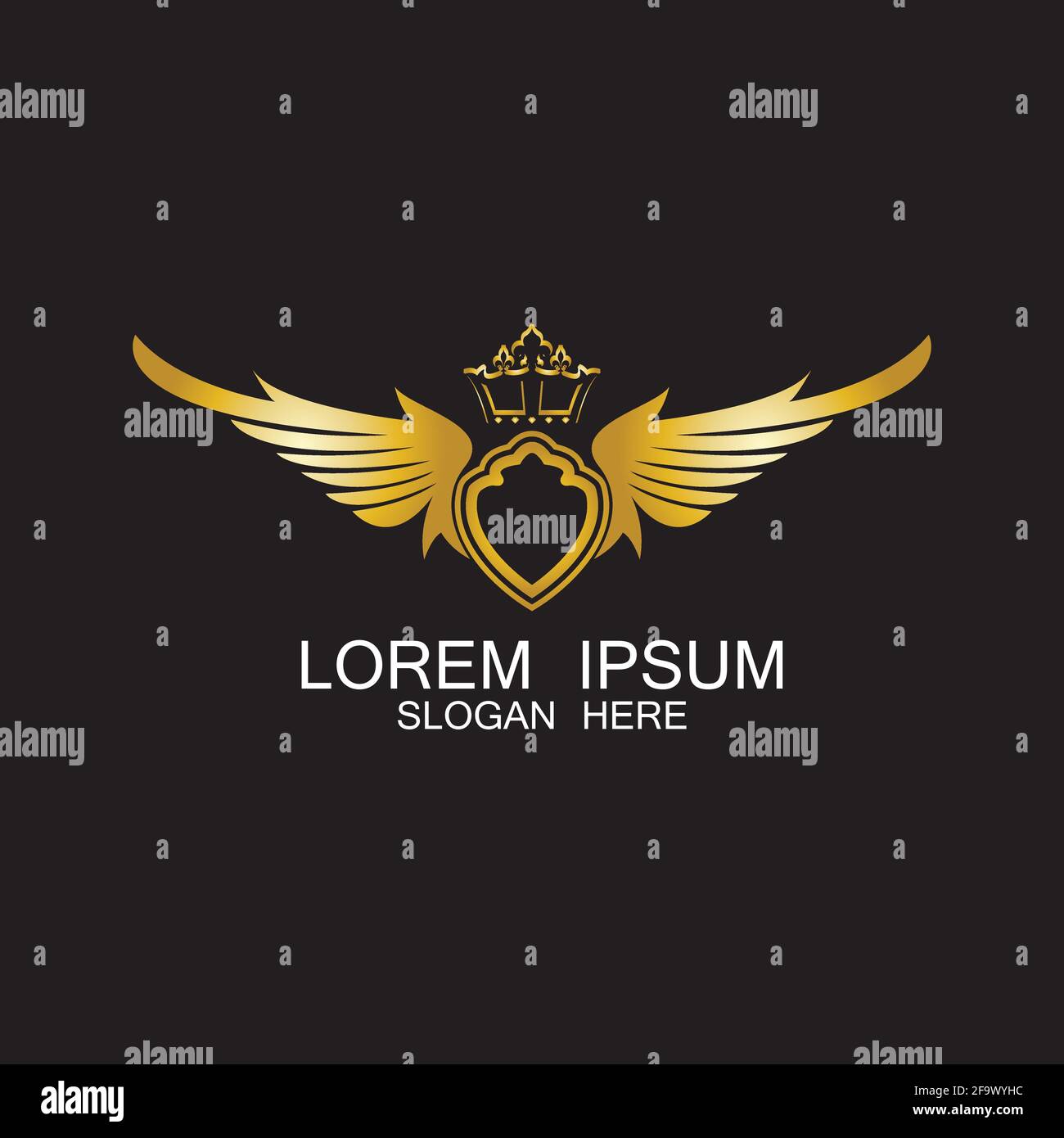 golden winged shield with crown logo / heraldry symbol Stock Vector ...