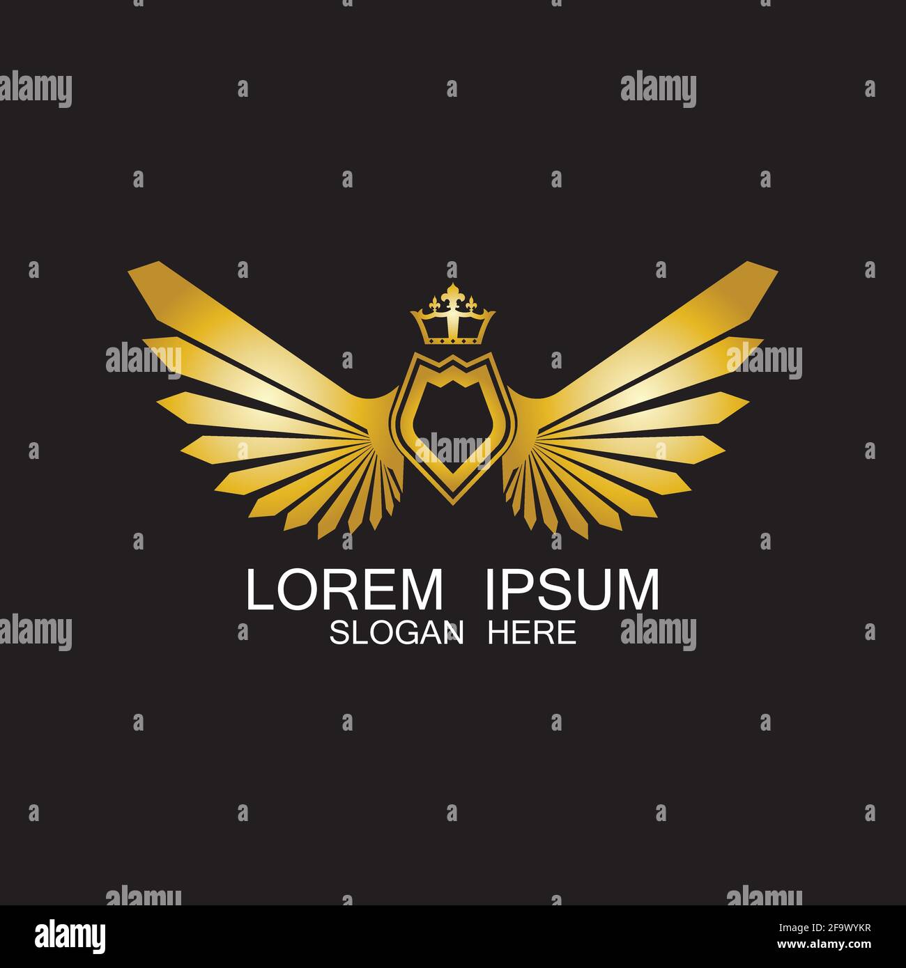 golden winged shield with crown logo / heraldry symbol Stock Vector ...