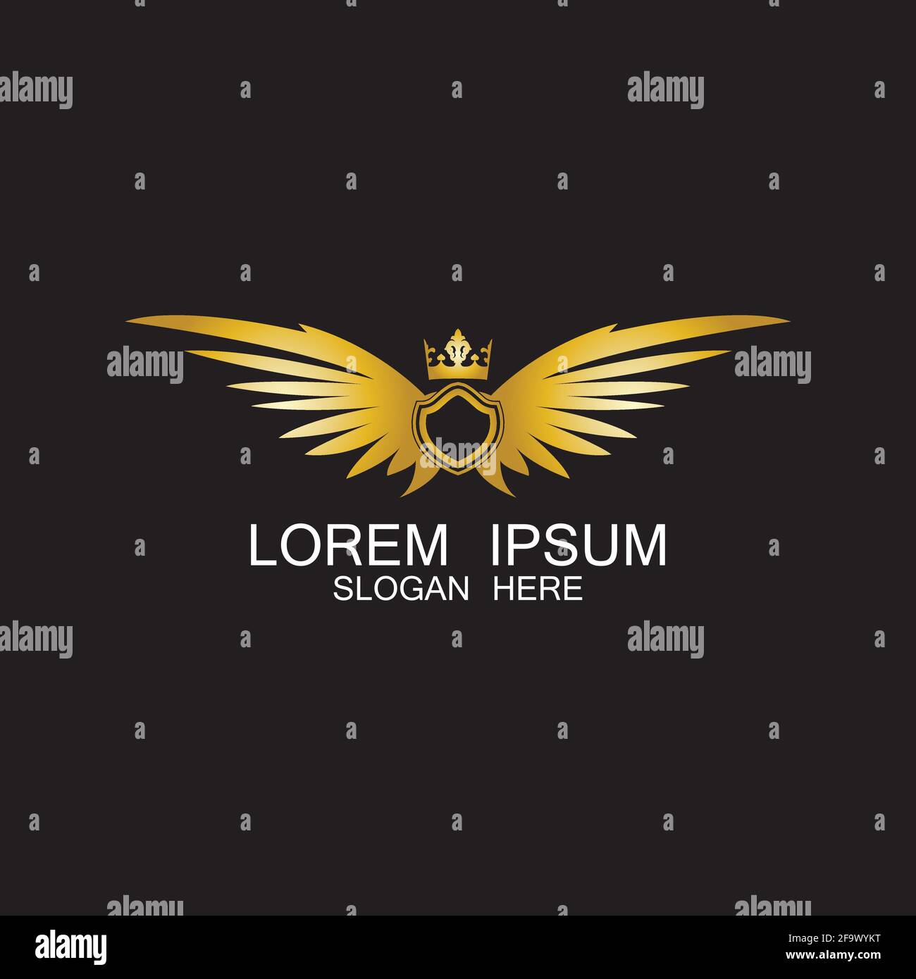 golden winged shield with crown logo / heraldry symbol Stock Vector ...