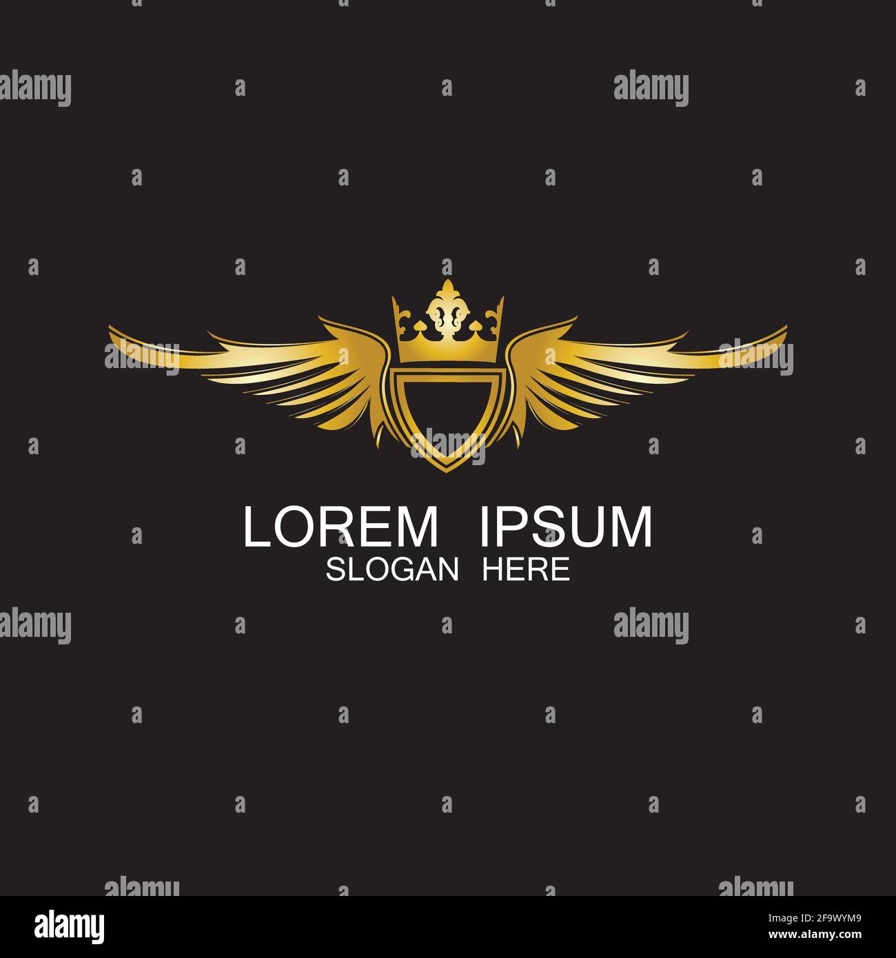 golden winged shield with crown logo / heraldry symbol Stock Vector ...