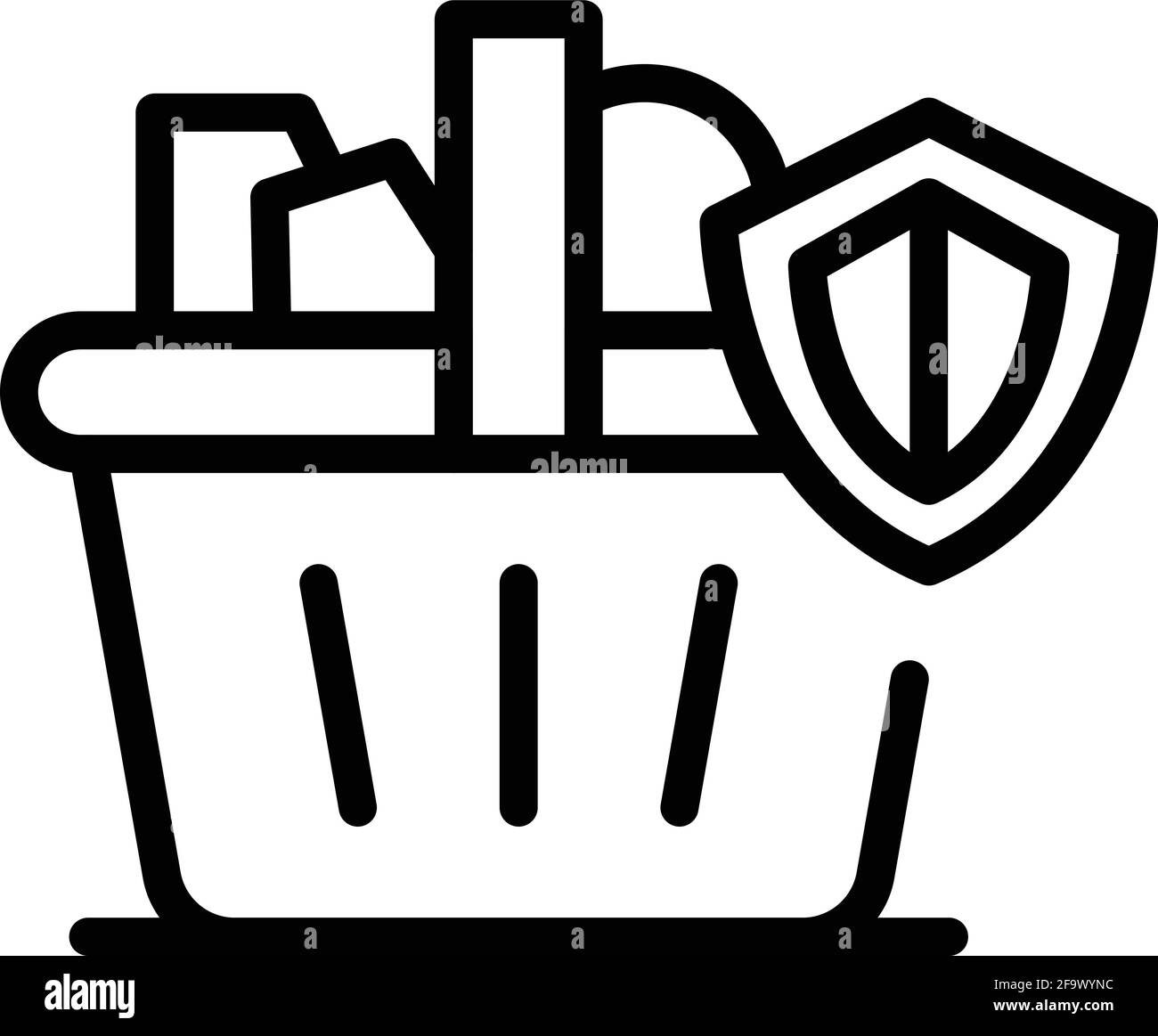 Protected shopping icon. Outline Protected shopping vector icon for web ...