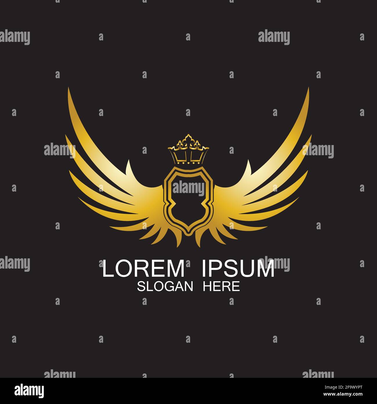 golden winged shield with crown logo / heraldry symbol Stock Vector ...