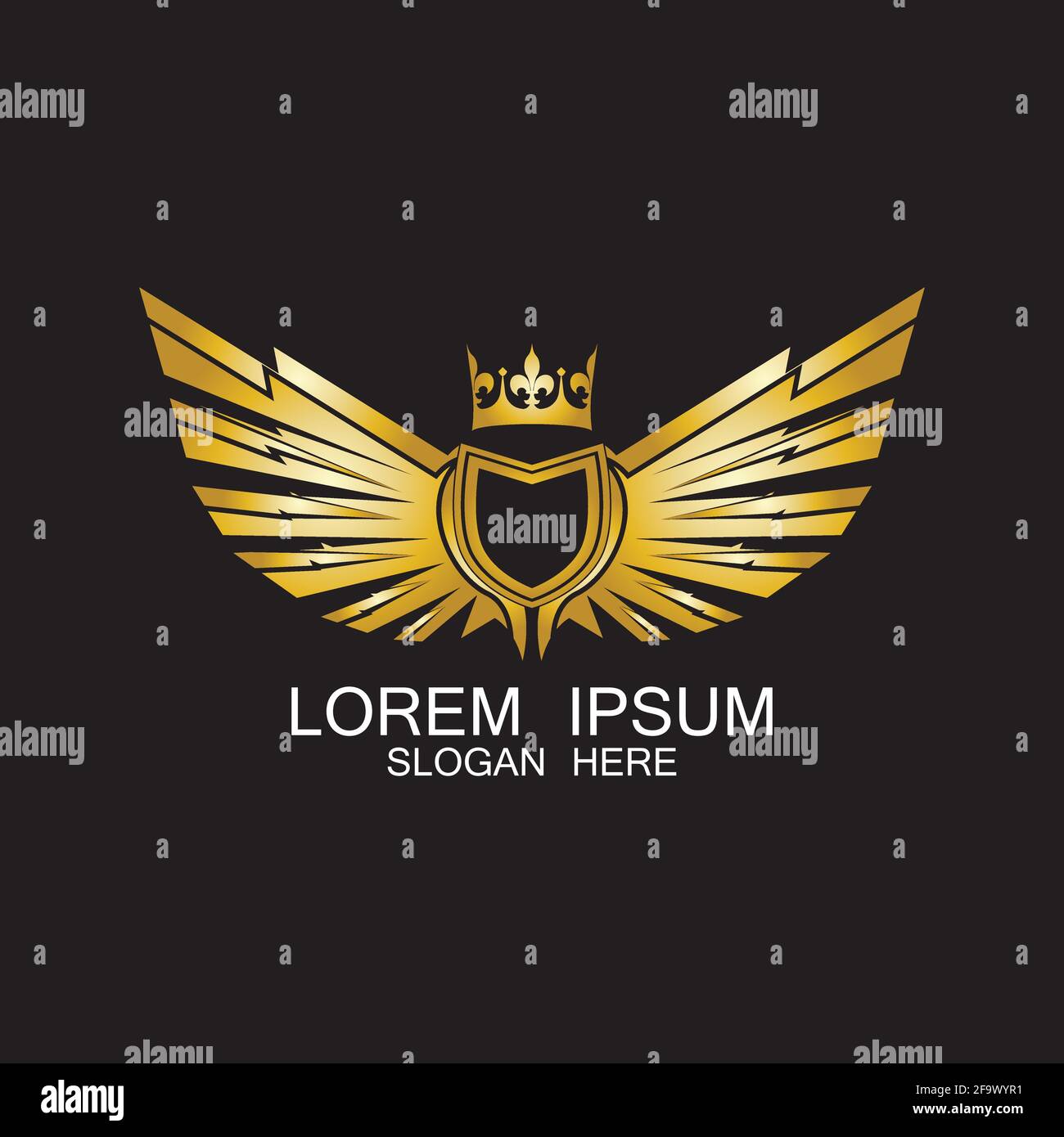 golden winged shield with crown logo / heraldry symbol Stock Vector ...