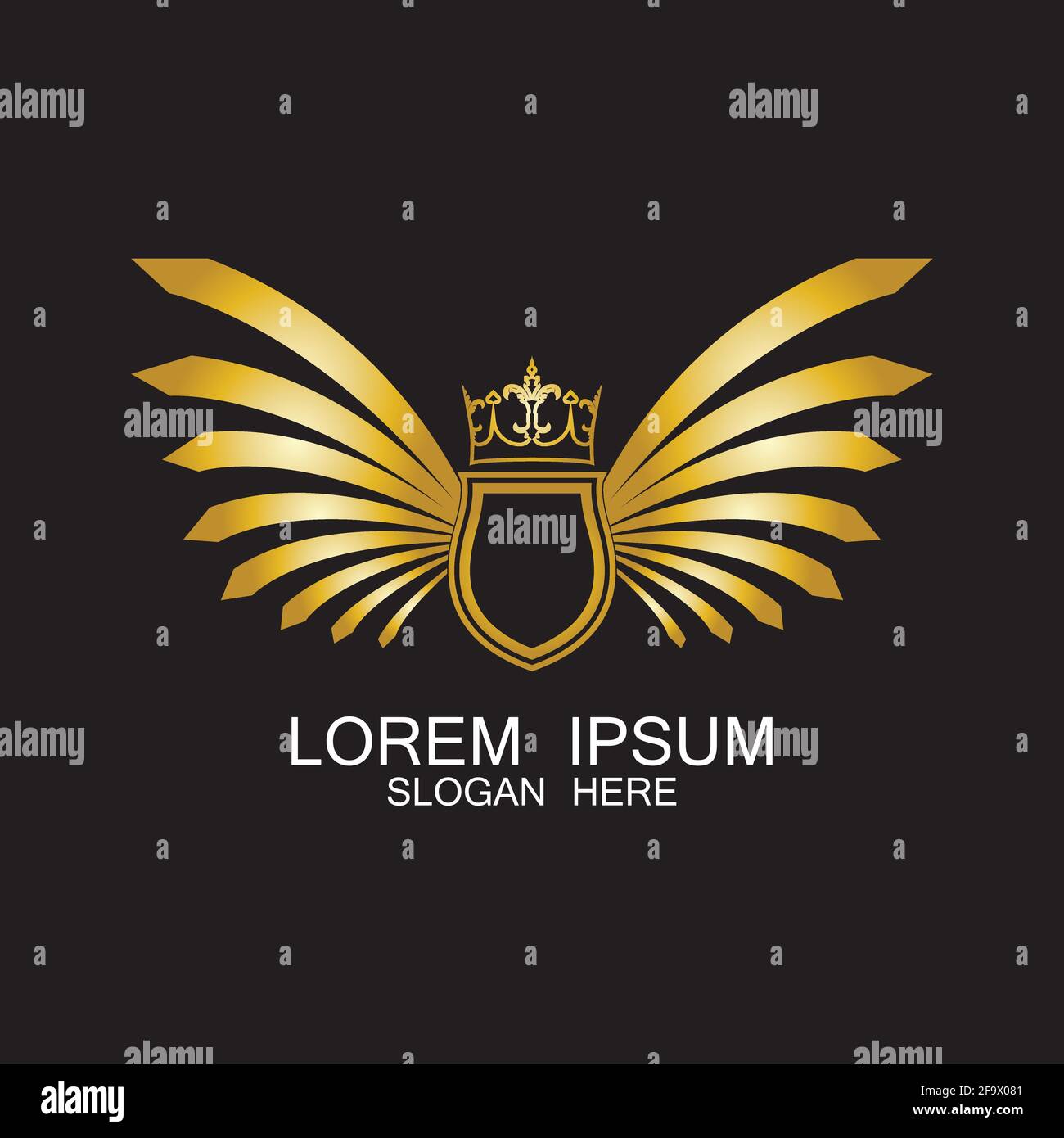 golden winged shield with crown logo / heraldry symbol Stock Vector ...