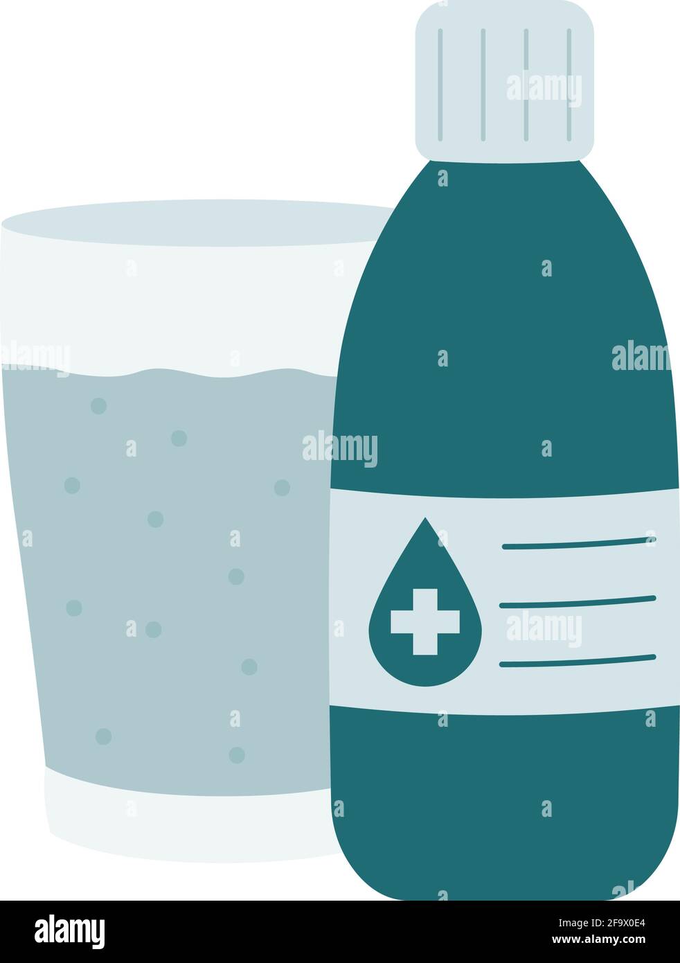 Antiseptic or Antibacterial mouthwash. Vector illustration of a medical