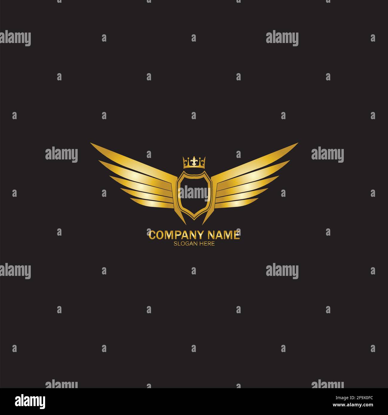 golden winged shield with crown logo / heraldry symbol Stock Vector ...