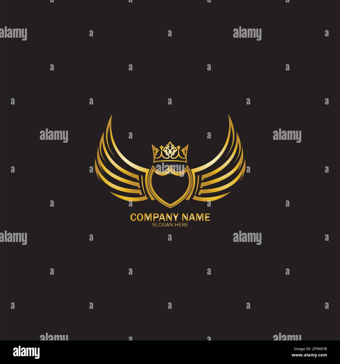golden winged shield with crown logo / heraldry symbol Stock Vector ...