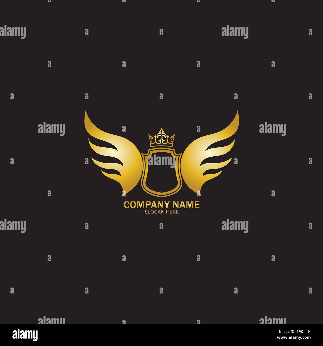 golden winged shield with crown logo / heraldry symbol Stock Vector ...