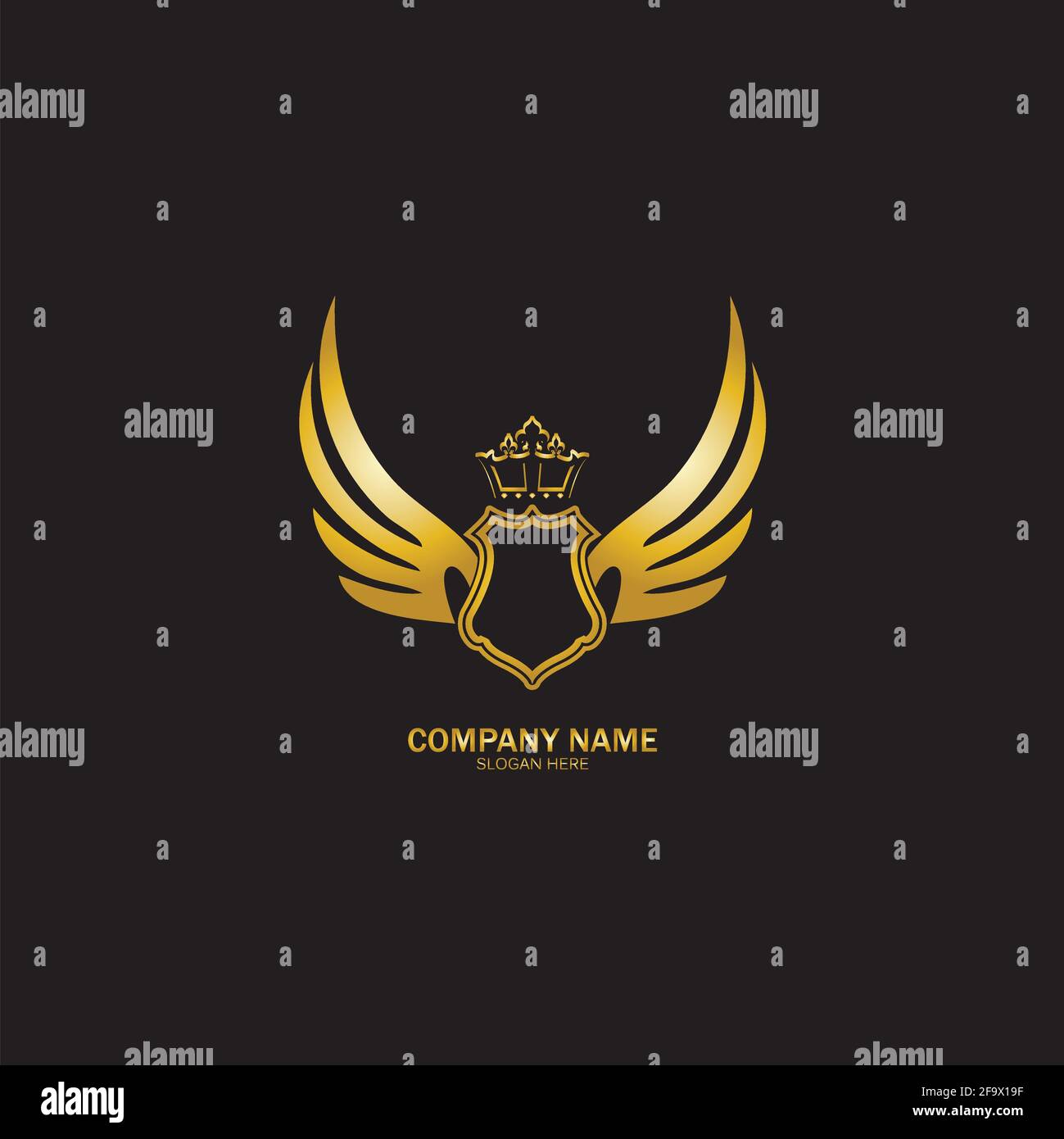 golden winged shield with crown logo / heraldry symbol Stock Vector ...