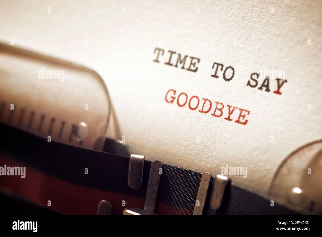 Time to say goodbye phrase written with a typewriter Stock Photo Alamy