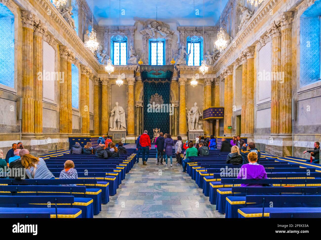 STOCKHOLM, SWEDEN, AUGUST 18, 2016:View of the throne hall of the Kungliga slottet castle in Gamla Stan, Stockholm, Sweden Stock Photo