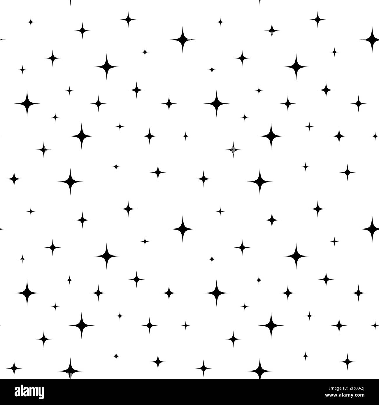 Monochrome seamless pattern with black and white stars on white ...