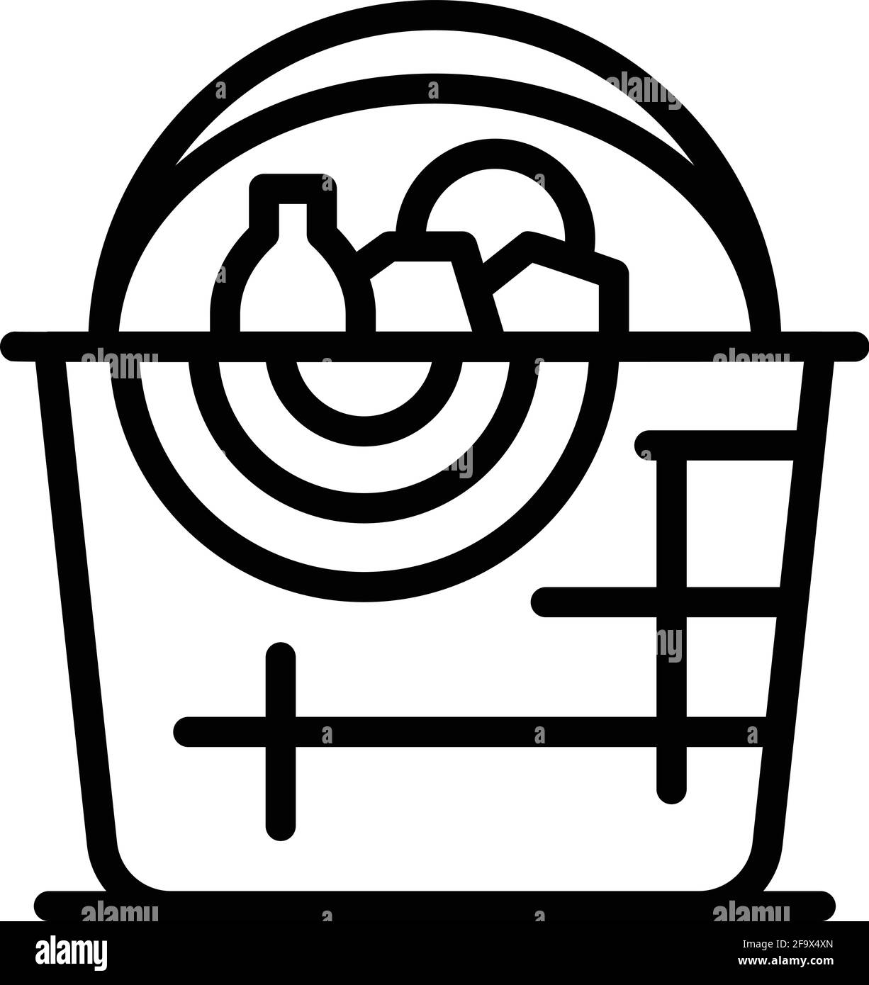 Wood picnic basket icon. Outline Wood picnic basket vector icon for web ...