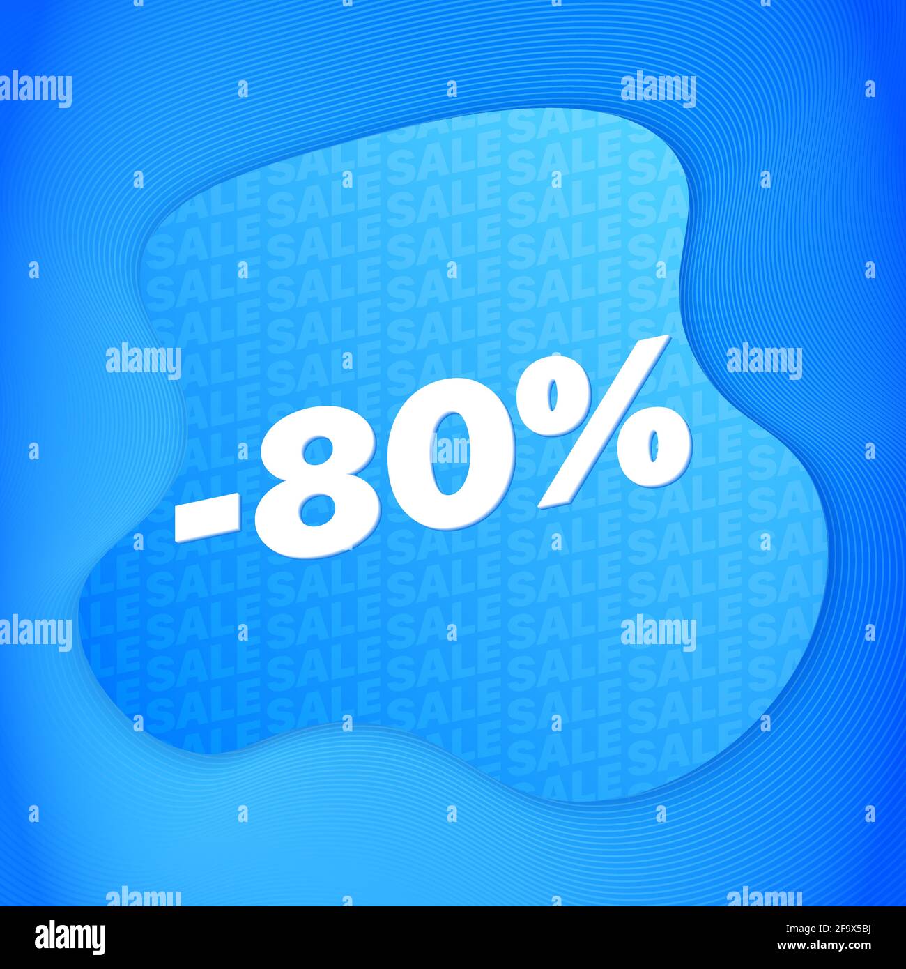 80 Percent Off Liquid Blue Sale Background Vector Illustration Stock