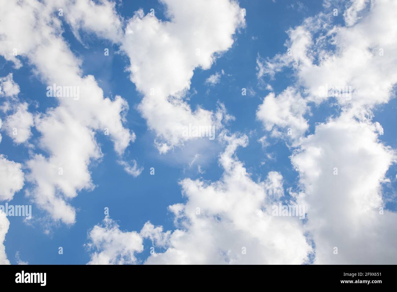 Blu sky with beautiful cumulus clouds Stock Photo