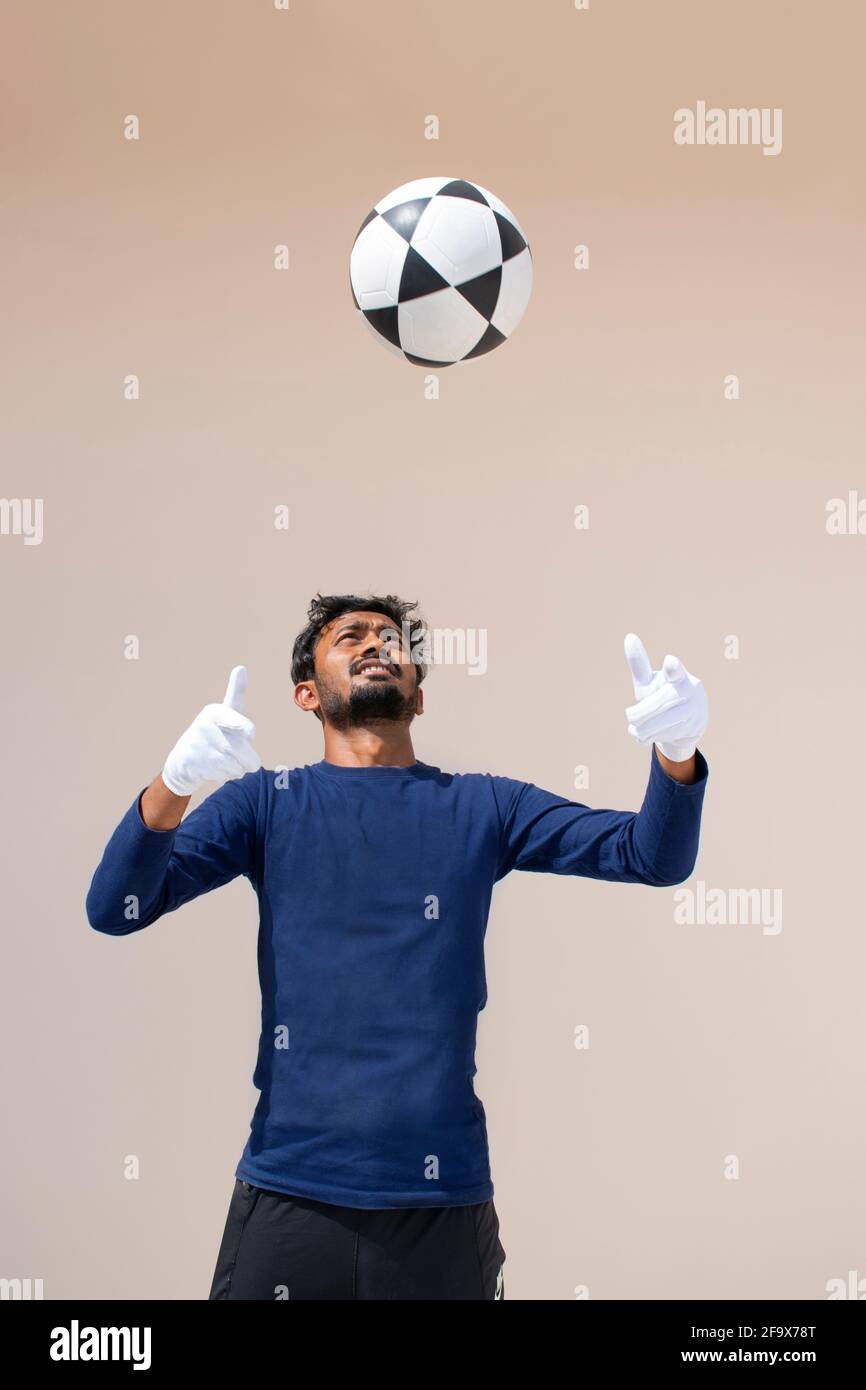 Indian Footballer Playing soccer ball Stock Photo Alamy