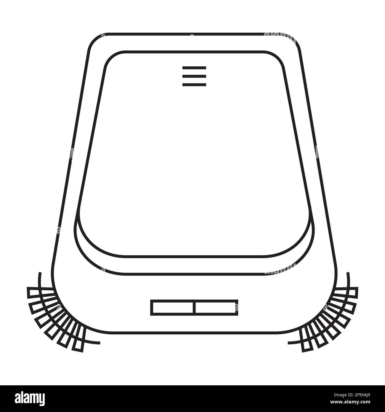 Vacuum electric vacuum cleaner without hose, cordless robot vacuum cleaner. Black and white icon. Vector Illustration Stock Vector