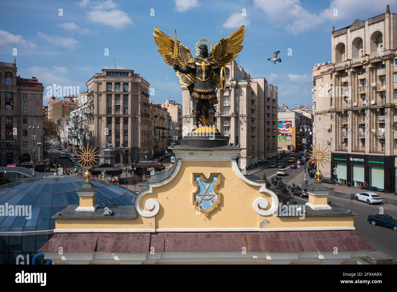 Kyiv, Ukraine April 1, 2021 Statue of Saint Michael the Archangel