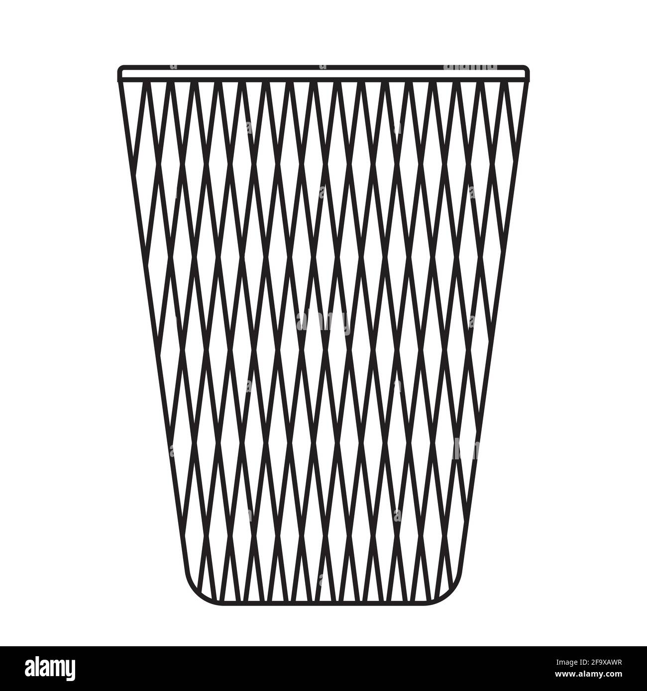 Office waste bin without lid. Black and white icon. Vector Illustration Stock Vector